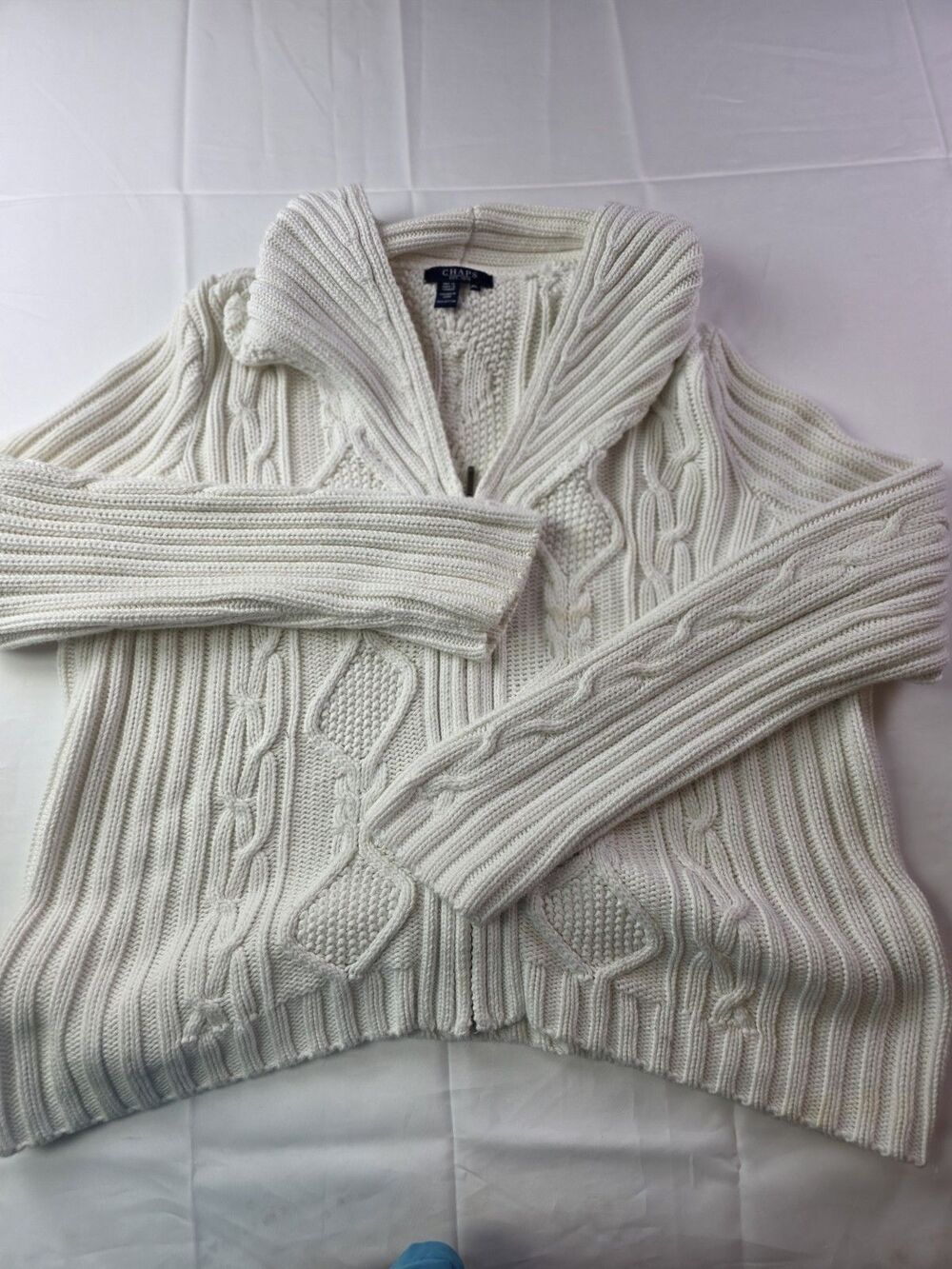CHAPS Women's XL Ivory Cable-Knit Sweater Cowl Neck